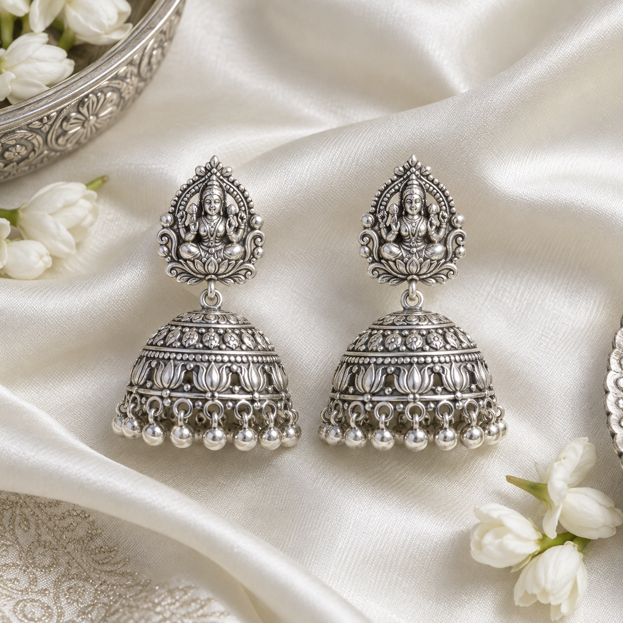 Silver Temple Earrings